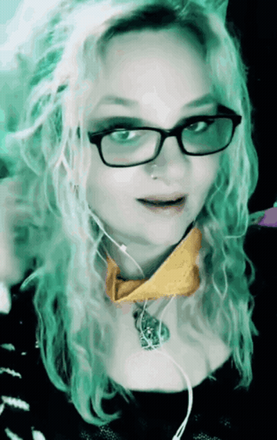Woman with Green Hair and Glasses