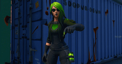 Woman With Green Hair In Front Of Blue Container Saying SDDV GIF