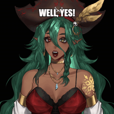 Woman With Green Hair In Pirate Hat Saying Well Yes GIF