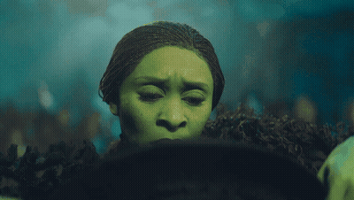 Woman With Green Hair Looking Down GIF