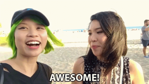 Woman With Green Hair Saying Awesome GIF