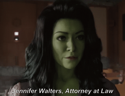 Woman With Green Hair Talking About Jennifer Walters GIF
