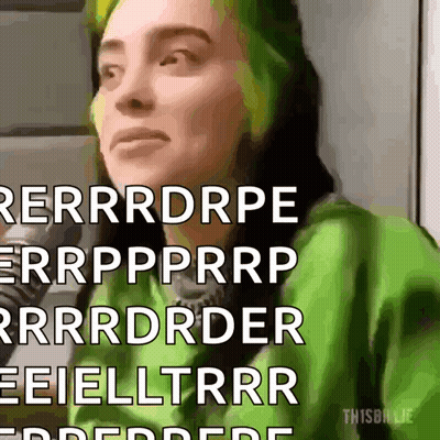 Woman With Green Hair Talking Into Microphone GIF