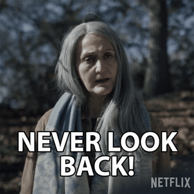 Woman With Grey Hair Says Never Look Back GIF