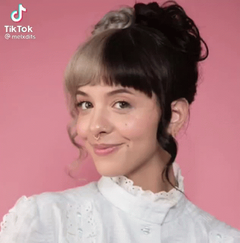 Woman With Half Black Half White Hair Smiling GIF