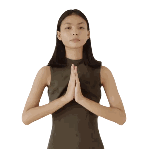 Woman With Hands Folded In Front Of Face Sticker