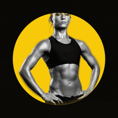 Woman With Hands On Hips In Yellow Circle GIF