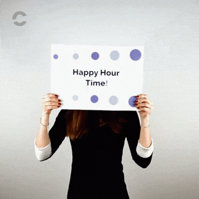 Woman With Happy Hour Sign GIF
