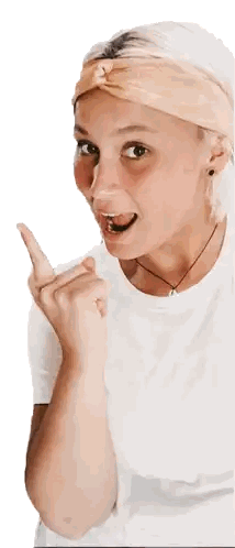 Woman With Headband Pointing Finger Up Sticker