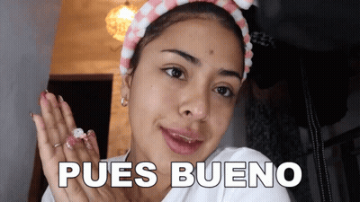 Woman With Headband Saying Pues Bueno GIF