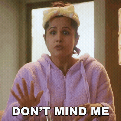 Woman With Headband Says Don't Mind Me GIF