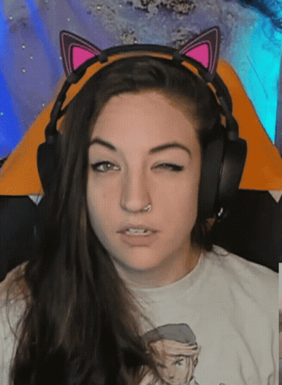 Woman With Headphones And Cat Ears Making Funny Face GIF