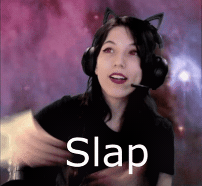 Woman With Headphones And Cat Ears Saying Slap GIF
