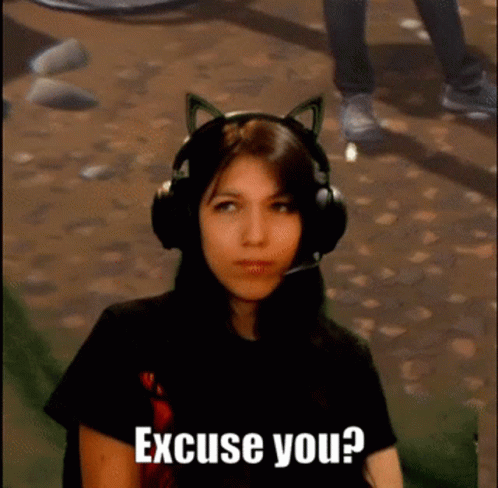 Woman With Headphones And Cat Ears Says Excuse You GIF