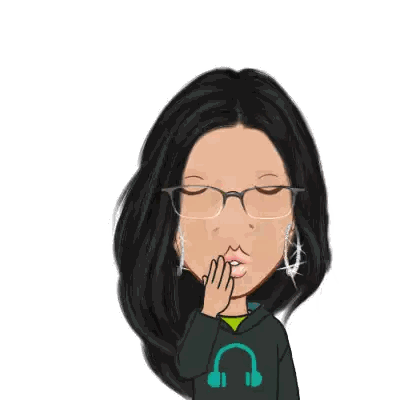 Woman With Headphones And Heart Sticker