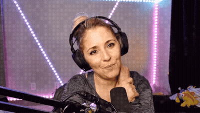 Woman With Headphones And Microphone Smiling GIF