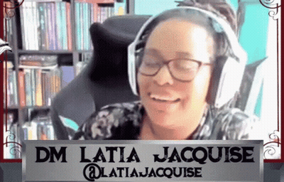 Woman With Headphones And Sign Dm Latia Jacquise GIF