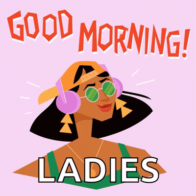 Woman With Headphones And Sunglasses Saying Good Morning Ladies GIF