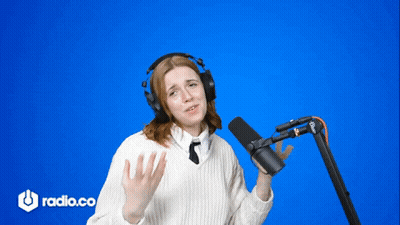 Woman With Headphones At Microphone Radio.co Logo GIF