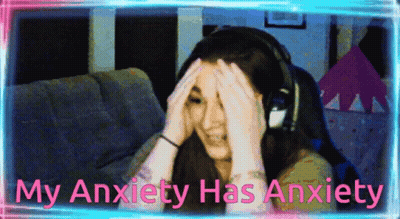 Woman With Headphones My Anxiety Has Anxiety GIF