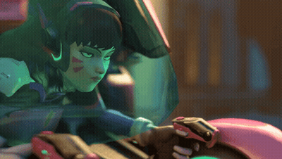 Woman With Headphones Playing Video Game GIF