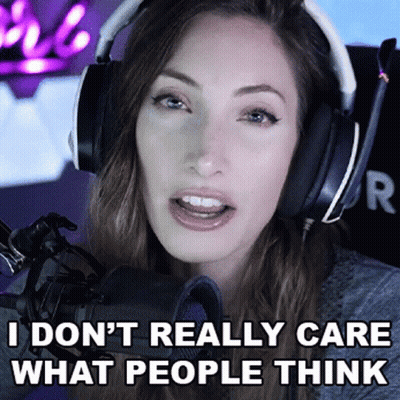Woman With Headphones Saying I Don't Really Care What People Think GIF