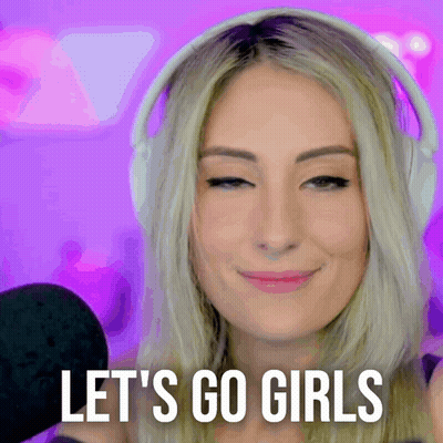Woman With Headphones Saying Lets Go Girls GIF