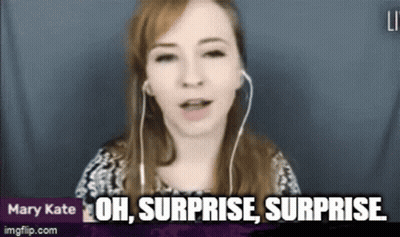 Woman With Headphones Saying Oh Surprise Surprise GIF