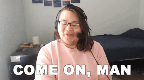 Woman With Headset And Glasses Saying Come On Man GIF