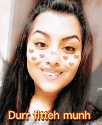 Woman With Heart Face And Durr Fitteh Munh GIF