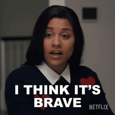 Woman With Heart Sweater Says I Think It's Brave Netflix GIF