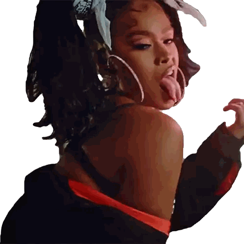 Woman With Hoop Earrings And Bandana Sticking Tongue Sticker