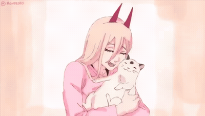Woman With Horns Holding White Cat GIF