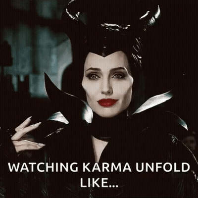Woman With Horns Watching Karma Unfold Like GIF