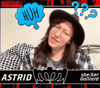 Woman With Huh Speech Bubble GIF