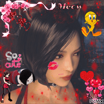 Woman With Kiss And Meow GIF