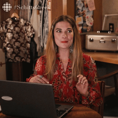Woman With Laptop And Schitts Creek GIF