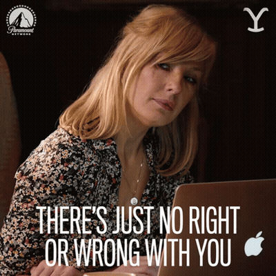 Woman With Laptop Saying Theres Just No Right Or Wrong With You GIF