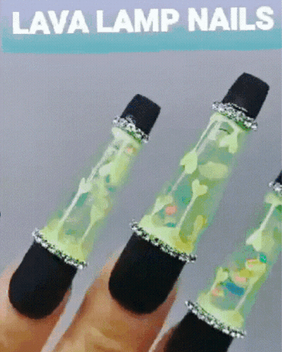 Woman With Lava Lamp Nails GIF