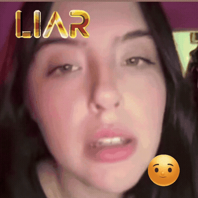 Woman With Liar Written Above GIF