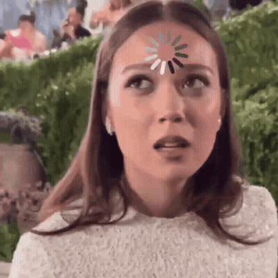 Woman With Loading Screen On Forehead GIF