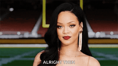 Woman With Long Black Hair And Red Lips Alright Then Football Field GIF