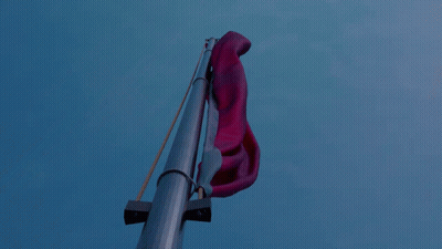 Woman With Long Black Hair Blowing Kiss Red Flag GIF