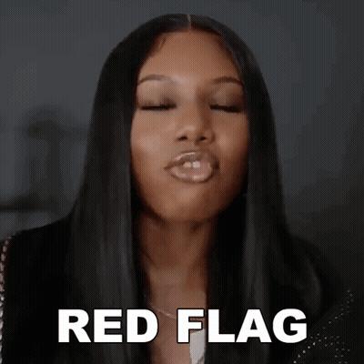 Woman With Long Black Hair Blowing Kiss Red Flag GIF