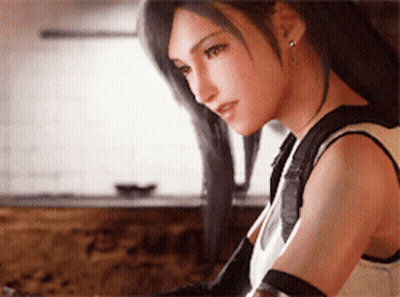 Woman With Long Black Hair In White Tank Top And Black Gloves GIF