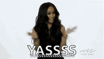 Woman With Long Black Hair Making Funny Face Saying Yasssss GIF