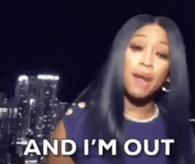 Woman With Long Black Hair Saying And I'm Out GIF