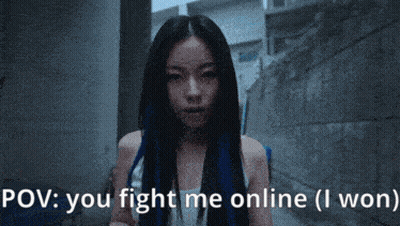 Woman With Long Black Hair Saying You Fight Me Online GIF