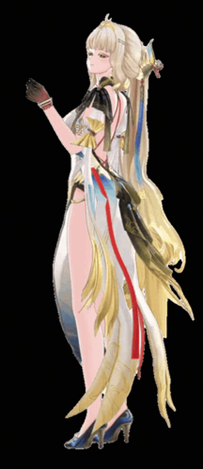 Woman With Long Blonde Hair In White Dress And Blue Heels GIF