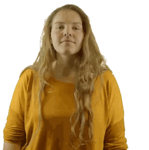 Woman With Long Blonde Hair In Yellow Top Sticker